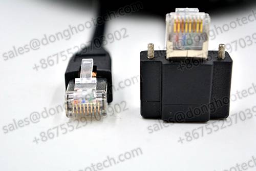 RJ45 Right Angle with  Recessed Thumbscrews Horizontal Data Cables 